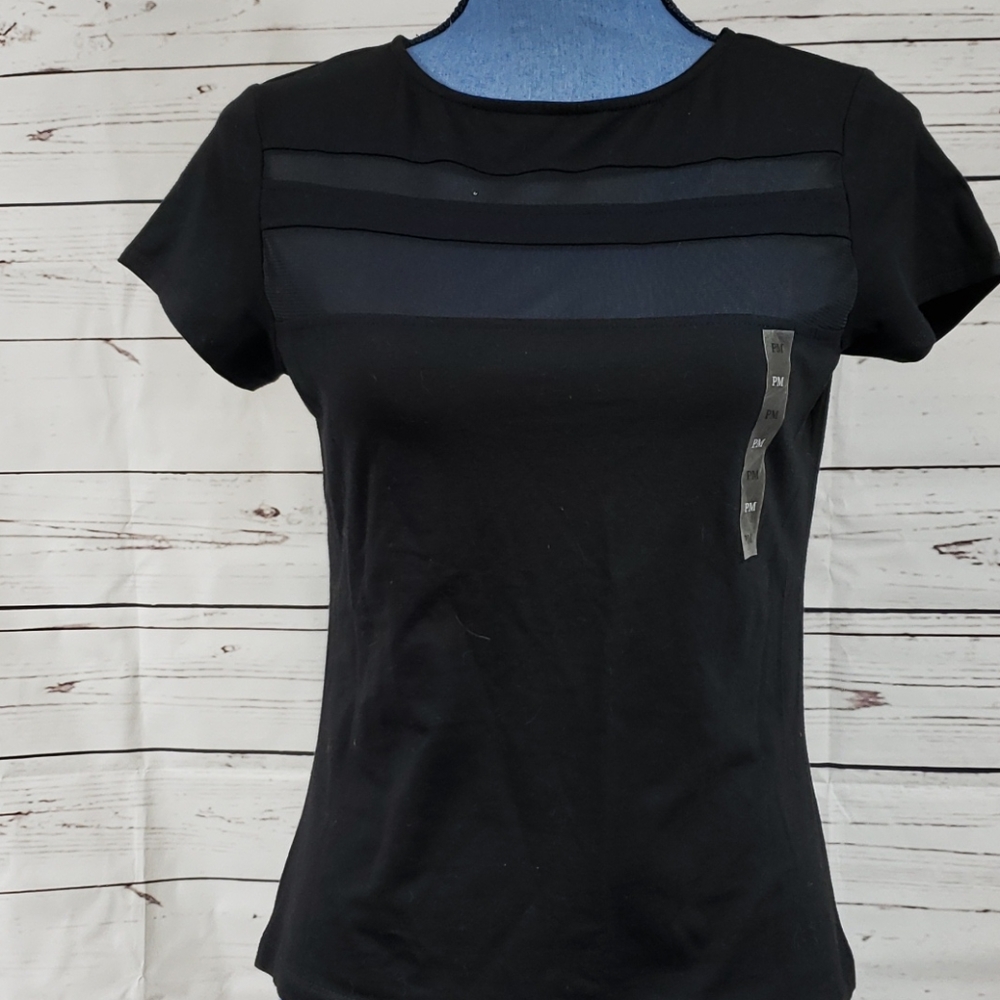 NWT Petite Classic Black Sheer Panel Chest…